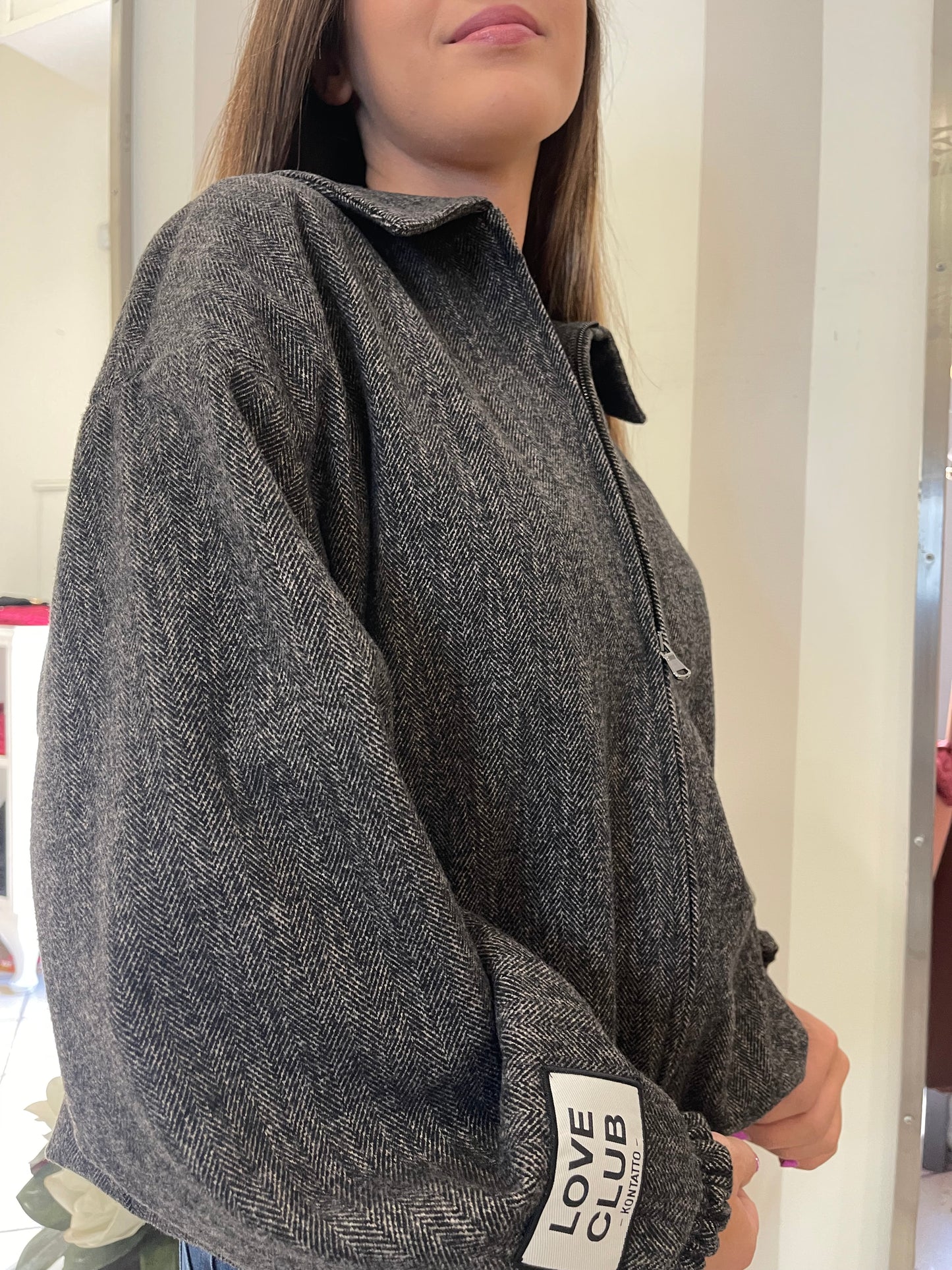 Bomber Spigato Nero e Beige - Kontatto