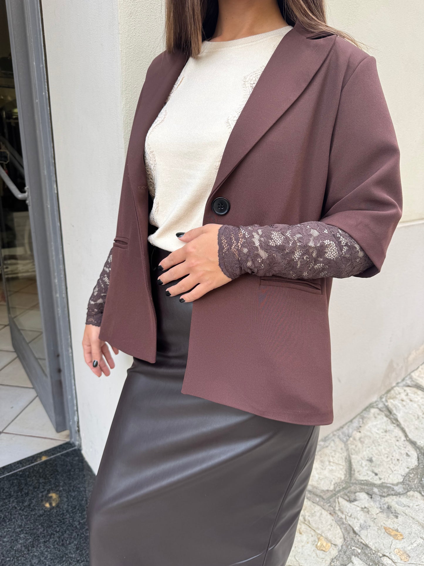 Giacca con manica in pizzo La Ellie
