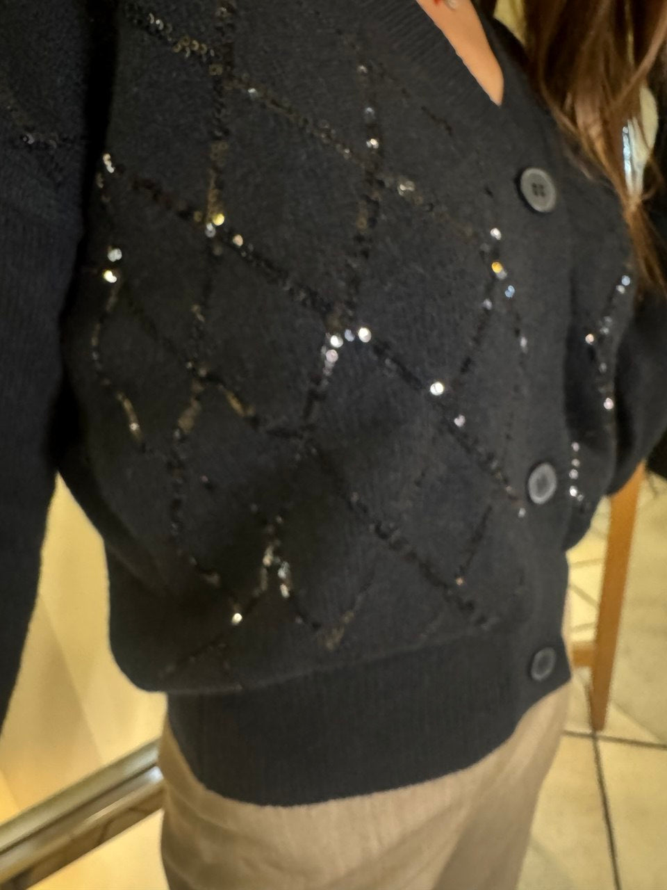 Cardigan con rombi strass Artigli