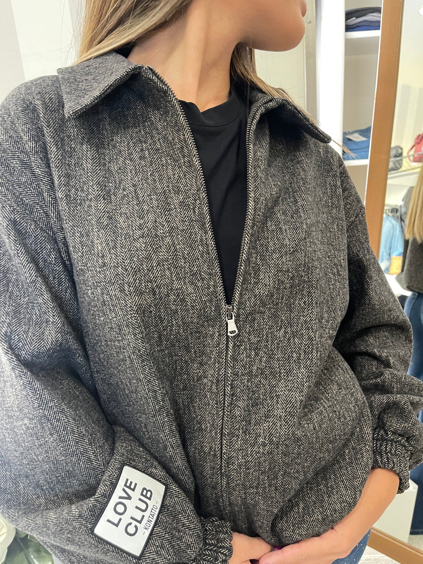 Bomber Spigato Nero e Beige - Kontatto