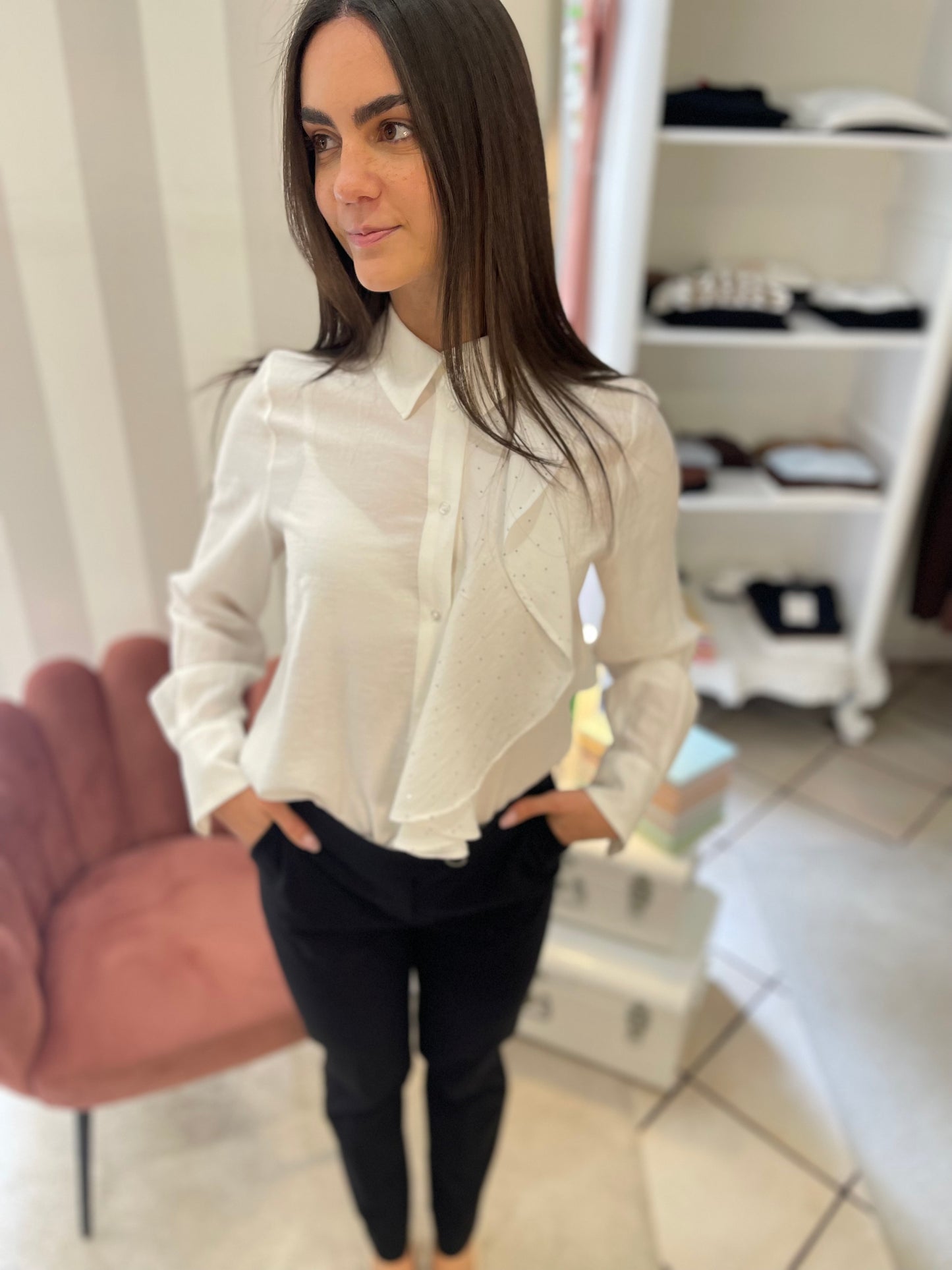 Camicia volant micro strass Giorgia & Johns