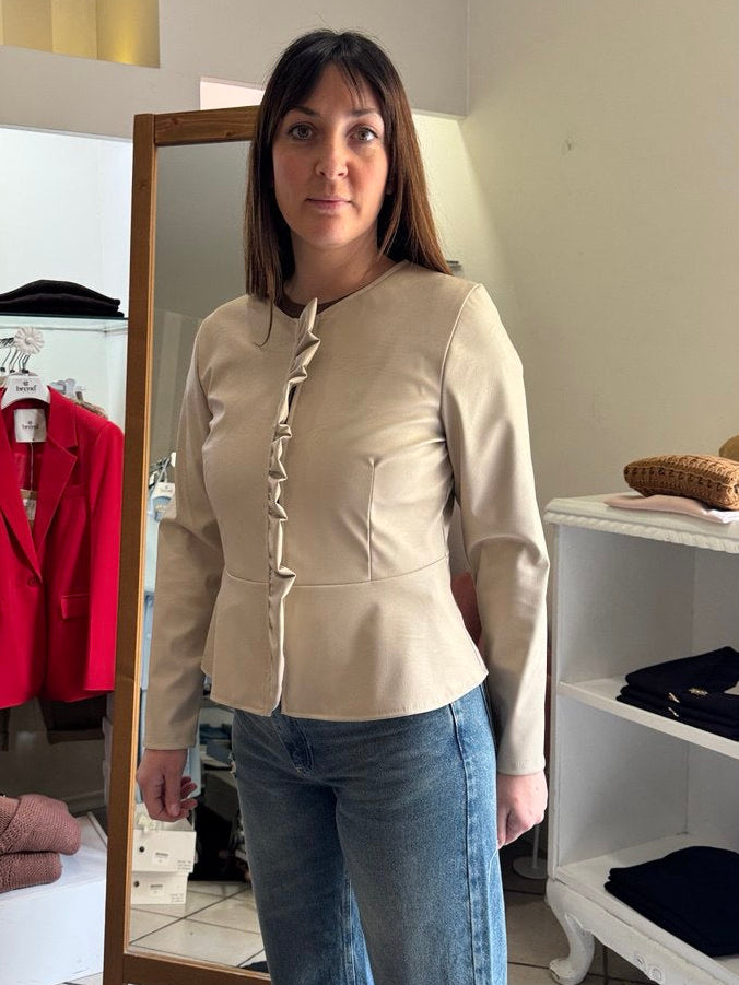 Giacca ecopelle rouches Indomina