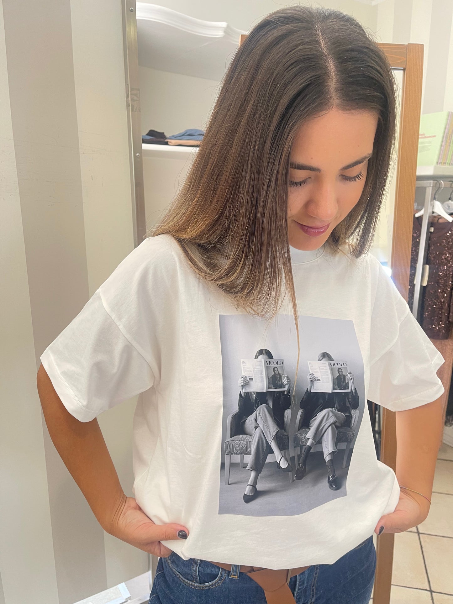 T-shirt Girocollo con Stampa - Vicolo
