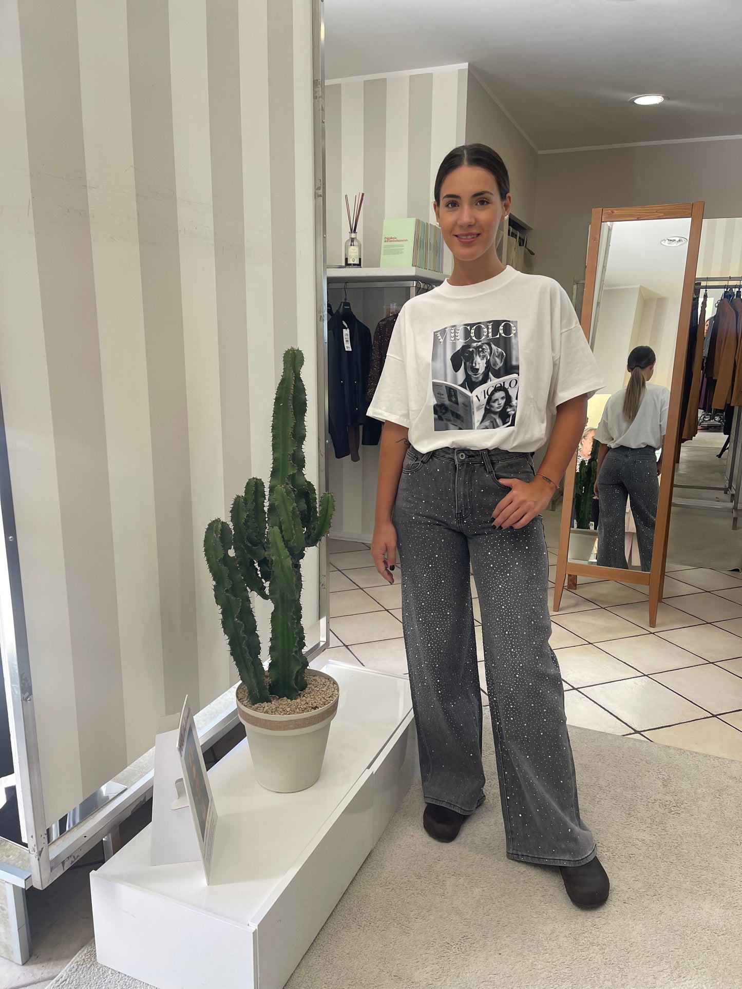 Jeans Wide Leg con Strass - Brend