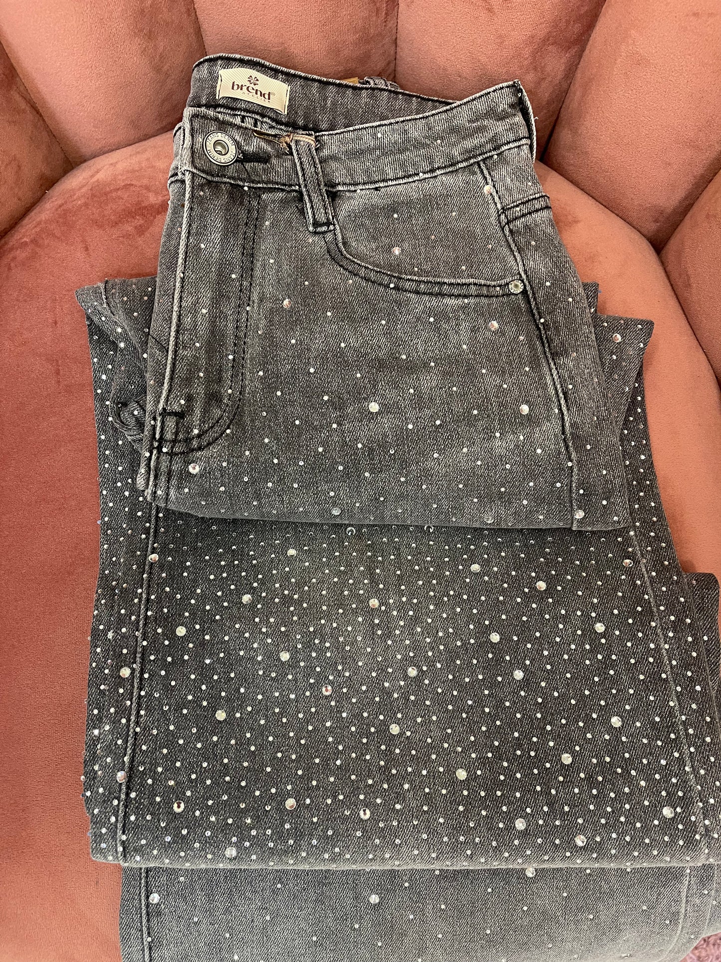 Jeans Wide Leg con Strass - Brend