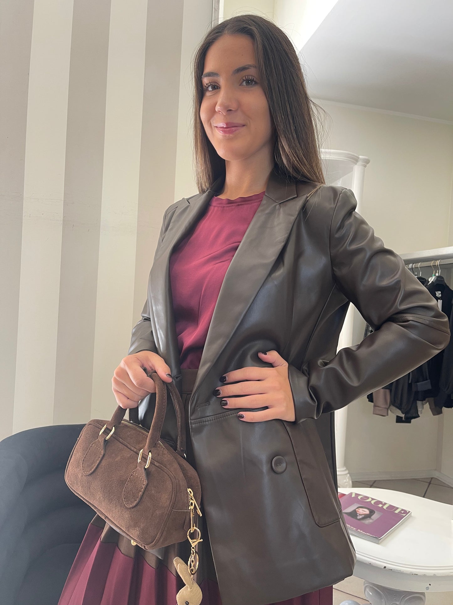 Giacca Ecopelle Marrone - Haveone