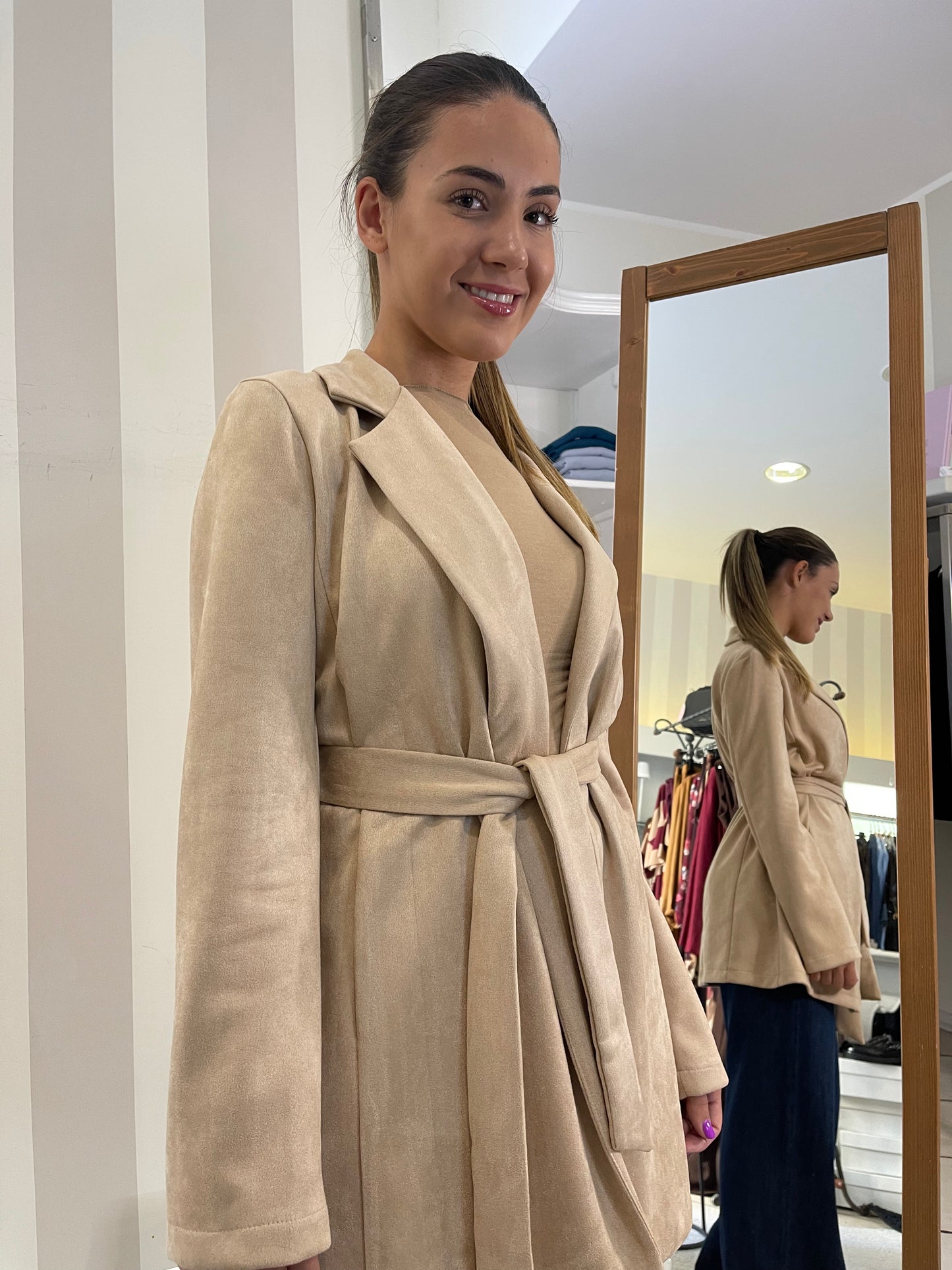 Kimono Suede Beige - Indomina