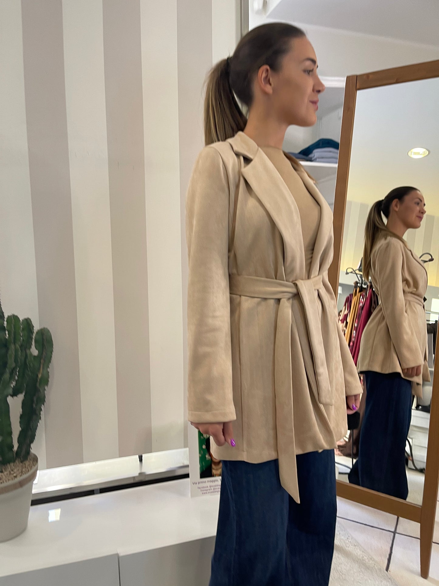 Kimono Suede Beige - Indomina
