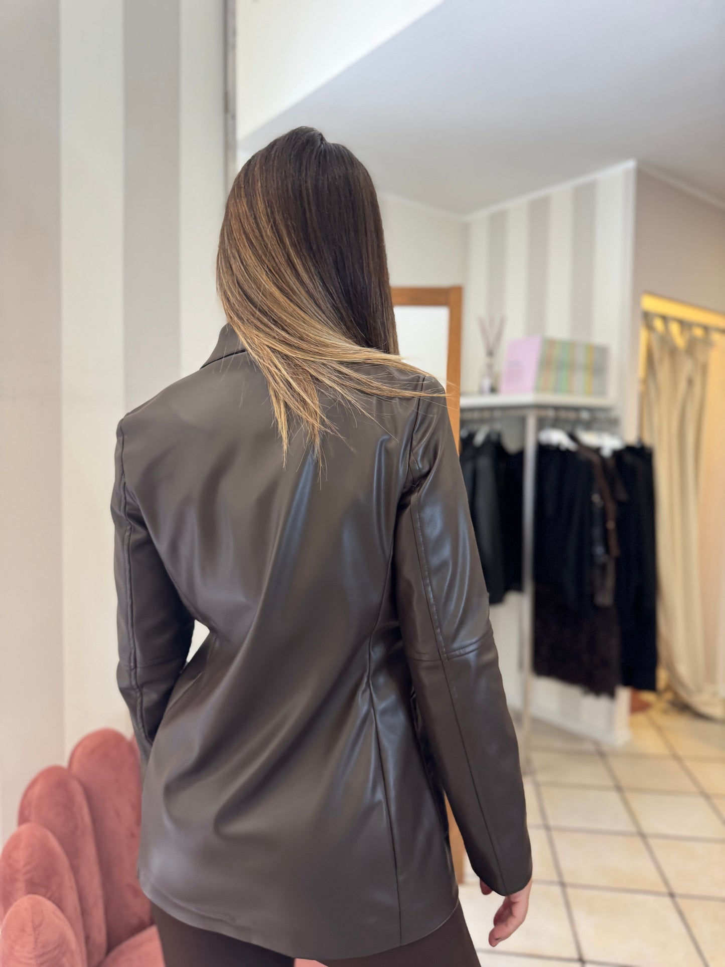 Giacca Ecopelle Marrone - Haveone