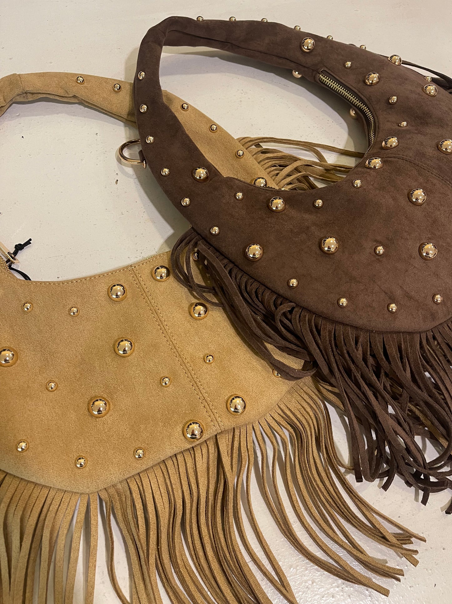 Borsa mezza luna con borchie Oro Miss Love