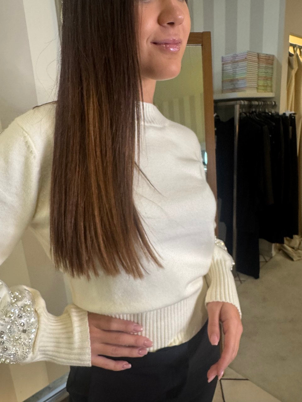 Maglia girocollo lavorazione sulle braccia Artigli