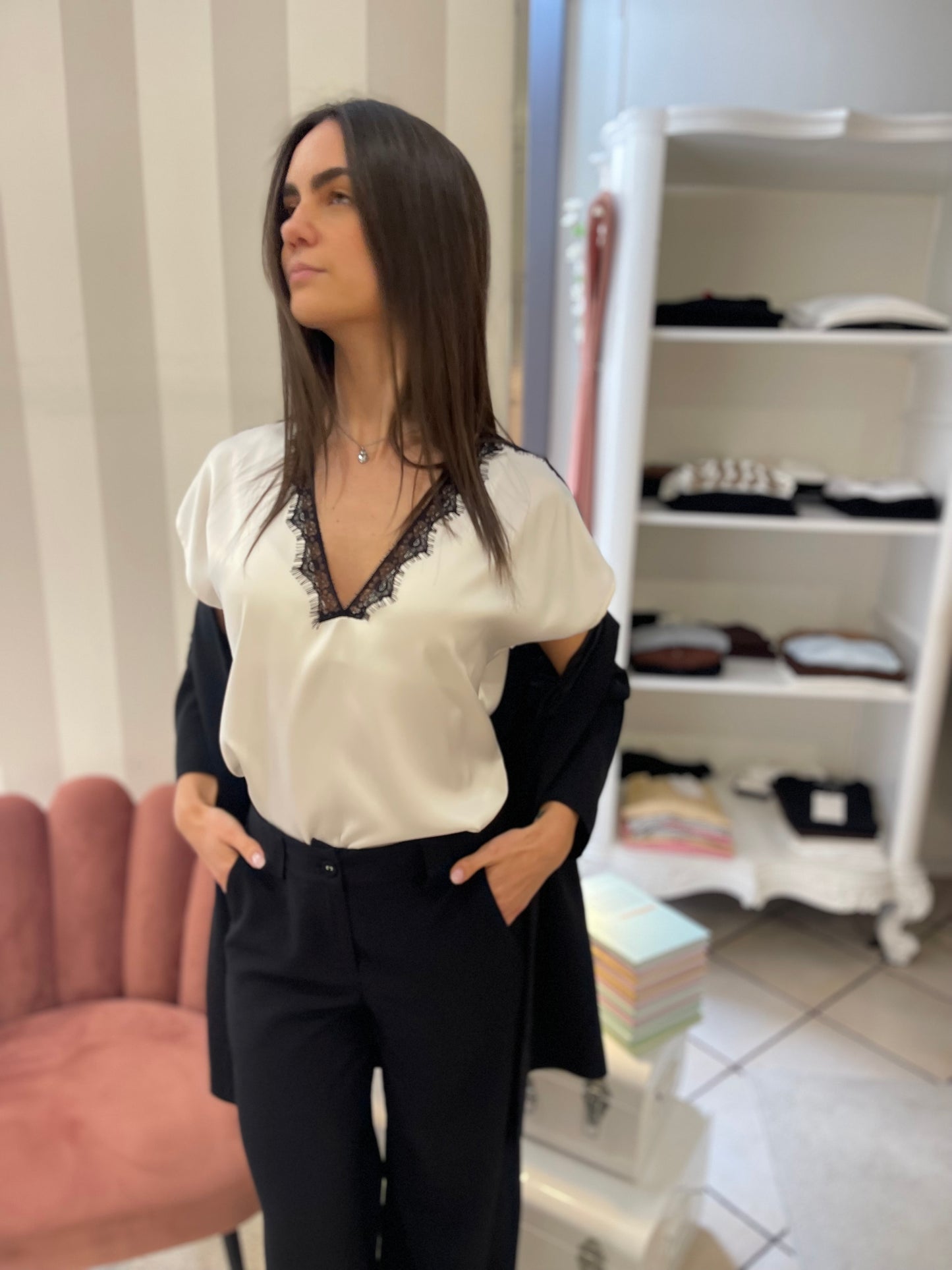 Blusa dettaglio pizzo Giorgia&Johns