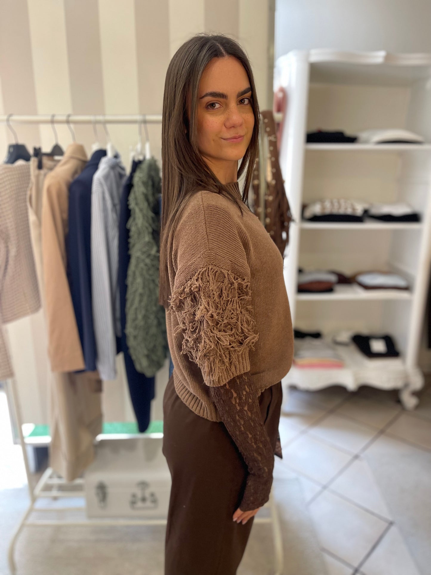 Maglia con frange Brend