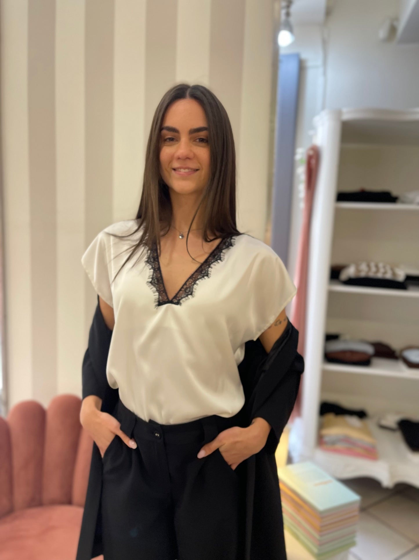 Blusa dettaglio pizzo Giorgia&Johns