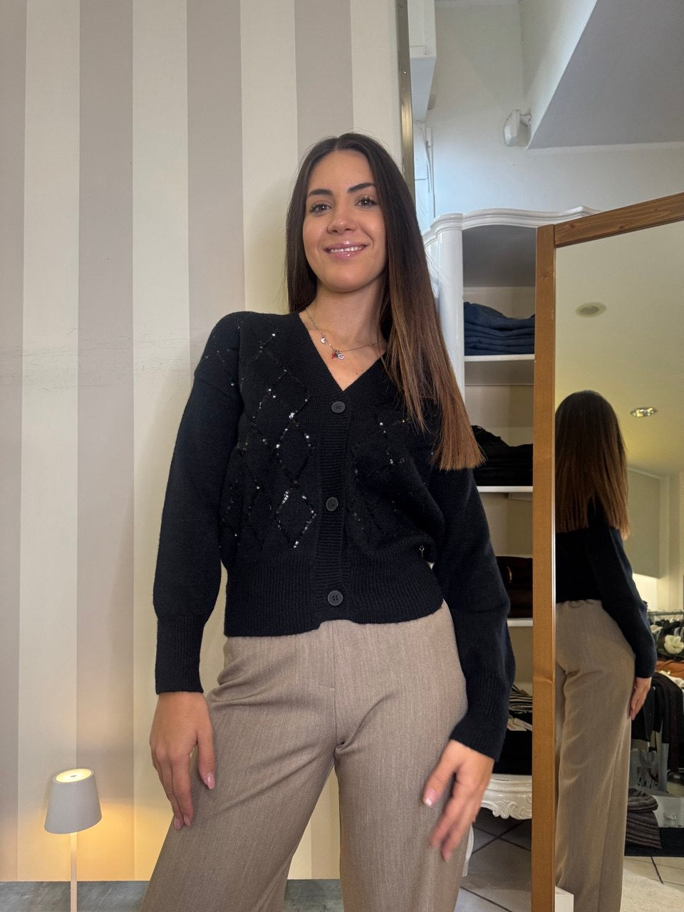 Cardigan con rombi strass Artigli