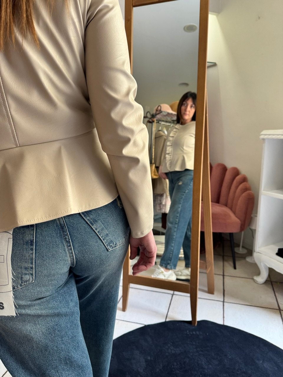 Giacca ecopelle rouches Indomina