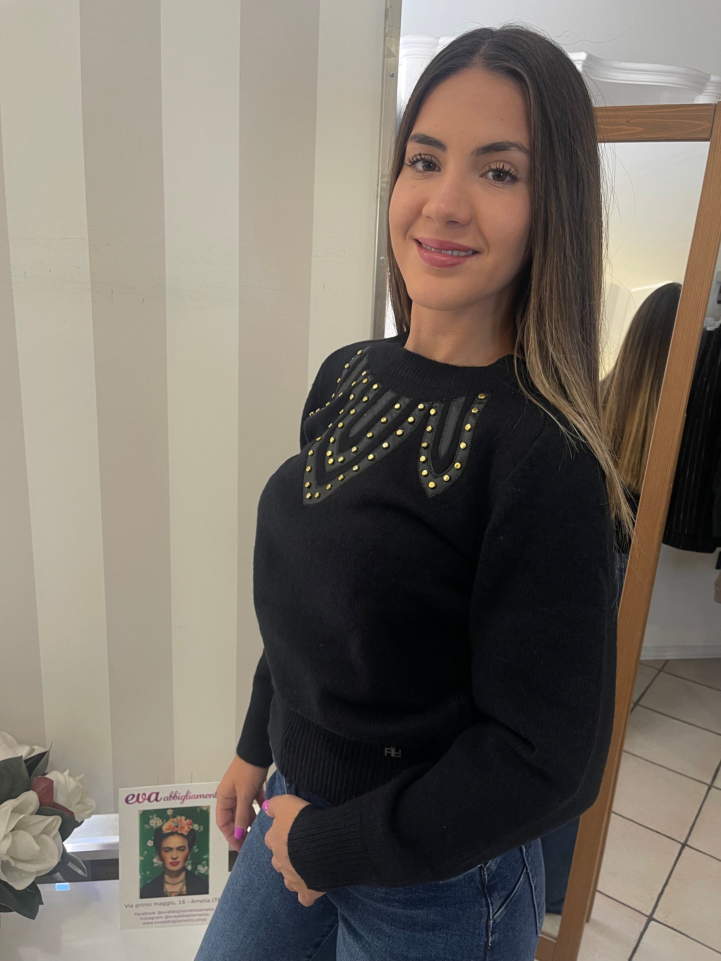 Maglia girocollo con applicazioni oro Artigli