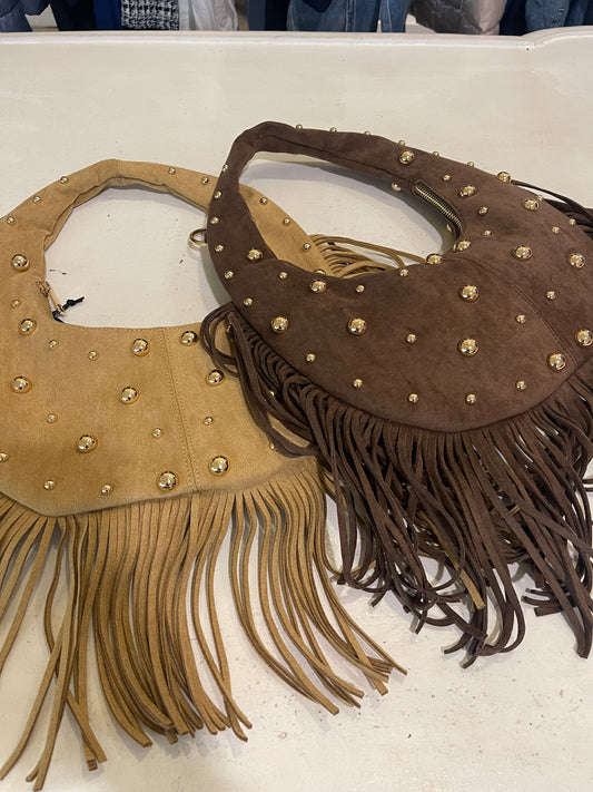 Borsa mezza luna con borchie Oro Miss Love