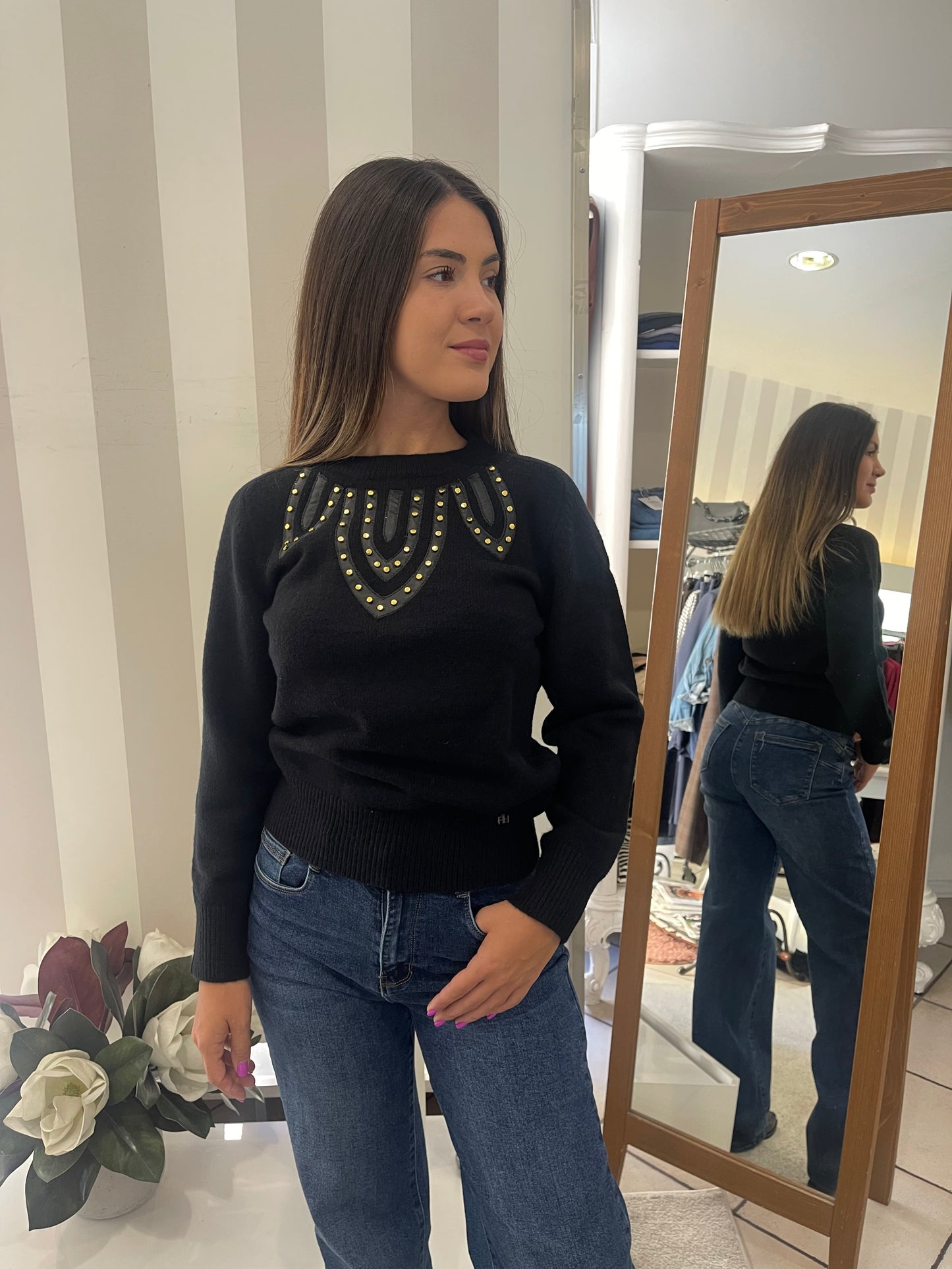 Maglia girocollo con applicazioni oro Artigli