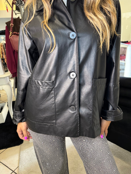 Giacca ecopelle con tasche Brend