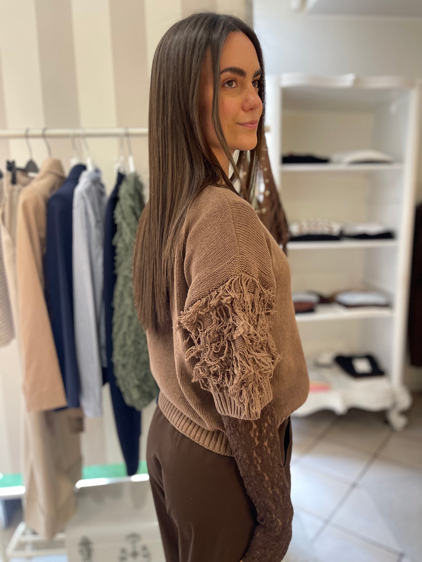 Maglia con frange Brend