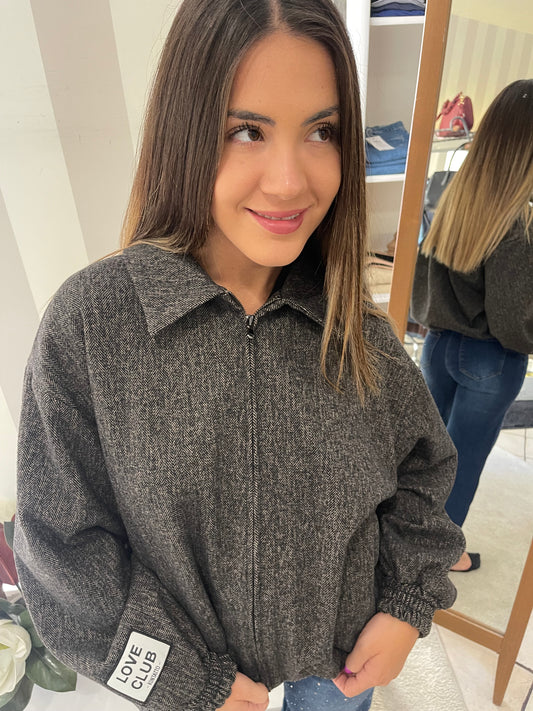 Bomber Spigato Nero e Beige - Kontatto