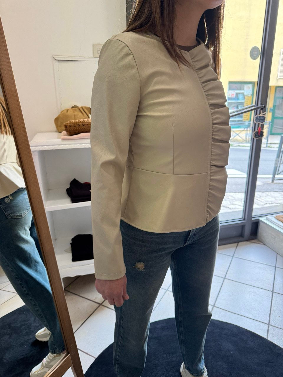 Giacca ecopelle rouches Indomina