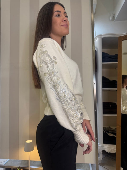 Maglia girocollo lavorazione sulle braccia Artigli