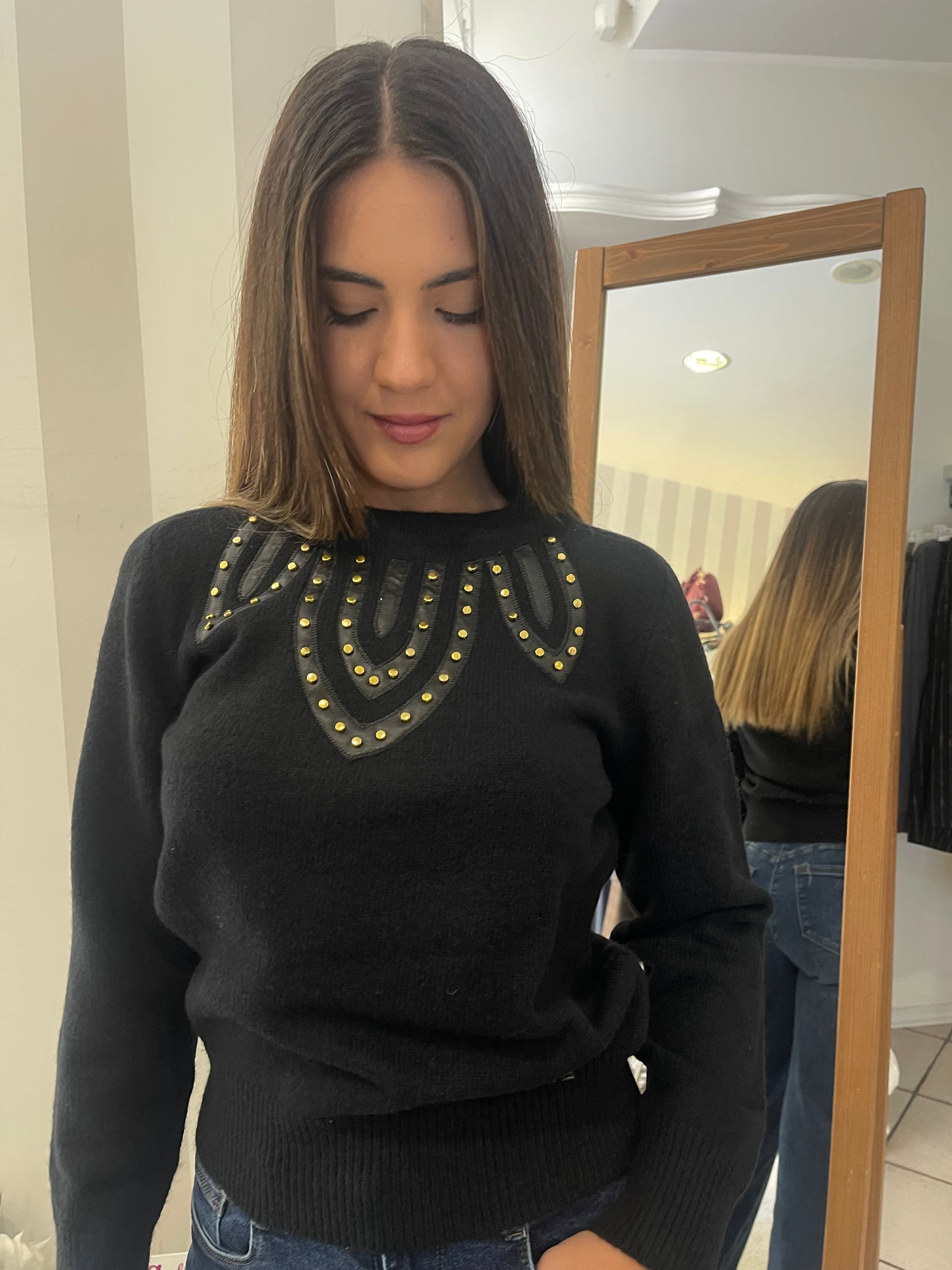 Maglia girocollo con applicazioni oro Artigli