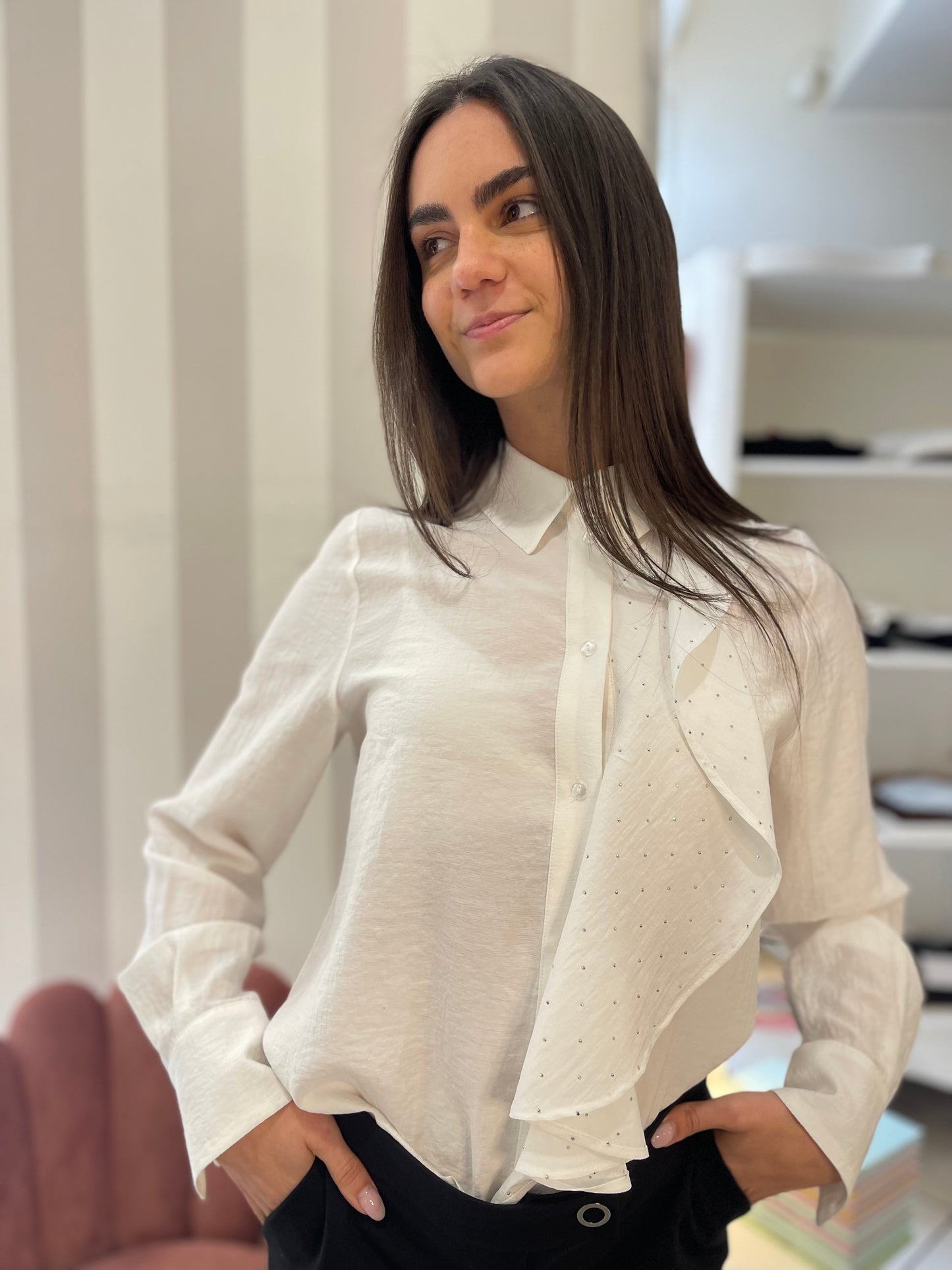 Camicia volant micro strass Giorgia & Johns