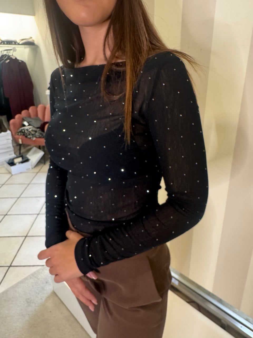 Maglia con microstrass Giorgia & Johns