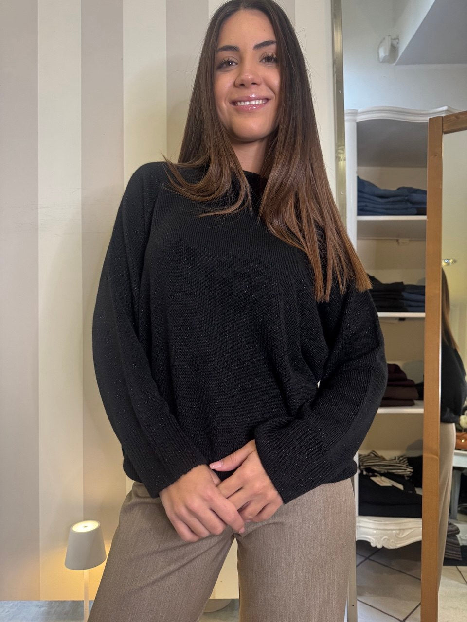 Maglia collo rotolino con glitter Kontatto