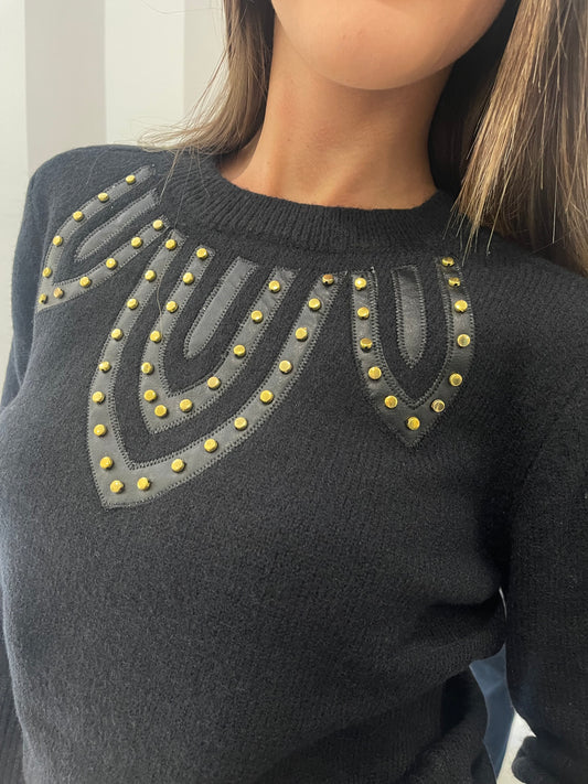 Maglia girocollo con applicazioni oro Artigli