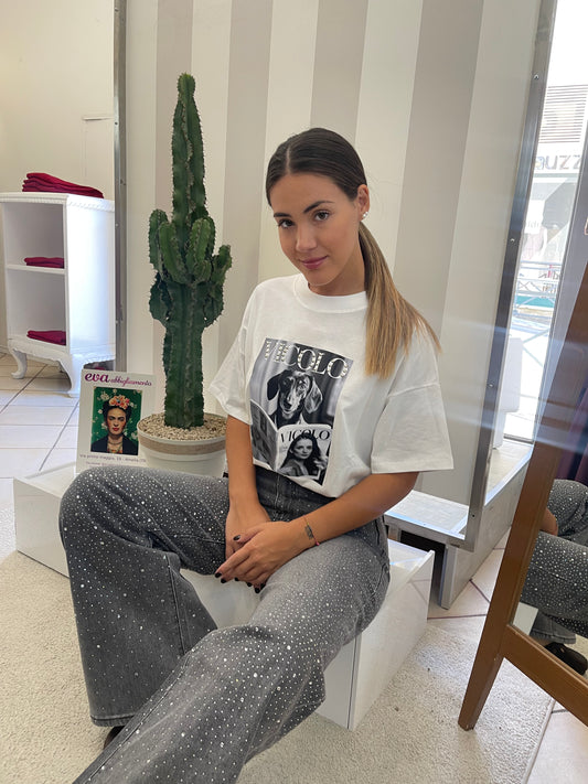 Jeans Wide Leg con Strass - Brend