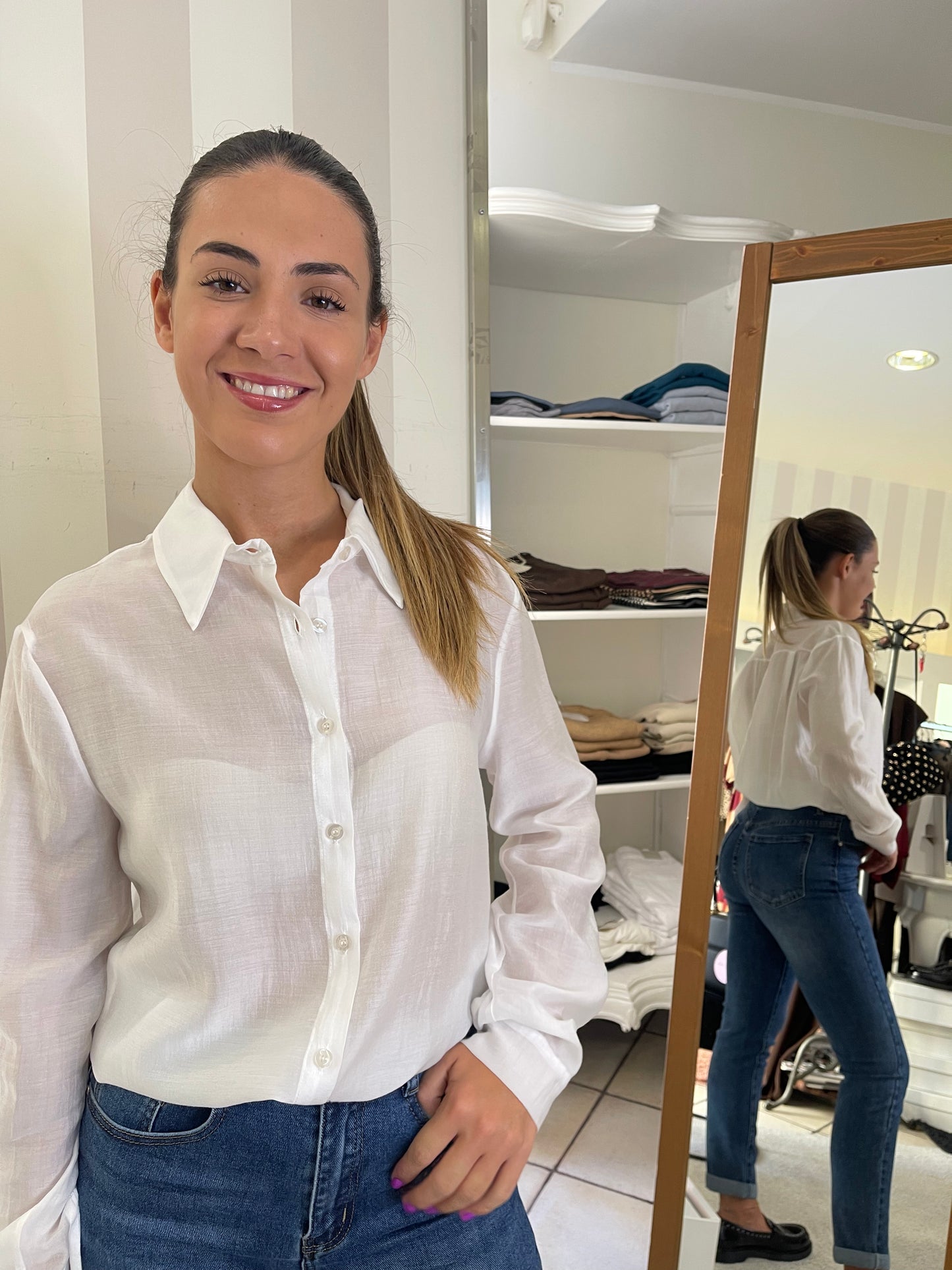 Camicia Bianca con Bottoni - Brend