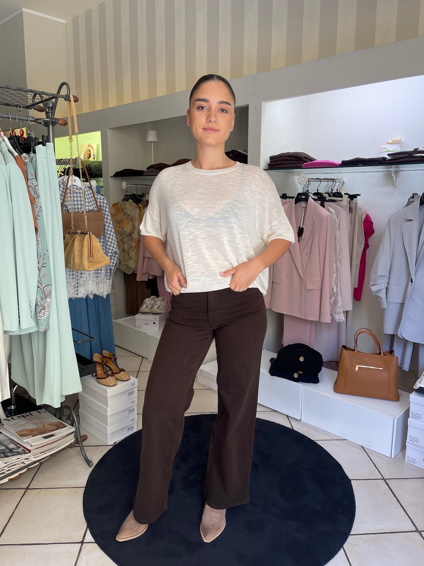Madison Blush wide hight waist Only