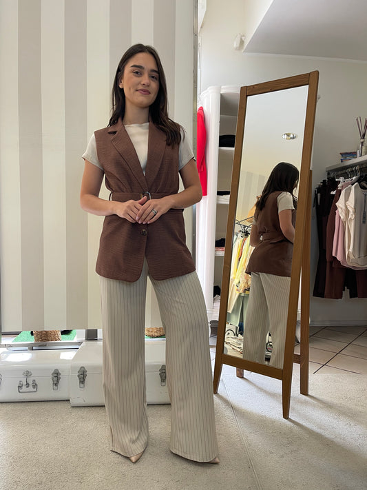 Pantalone gessato gamba dritta Brend