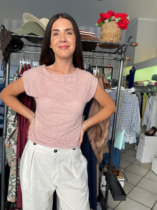 Top smanicato pizzo